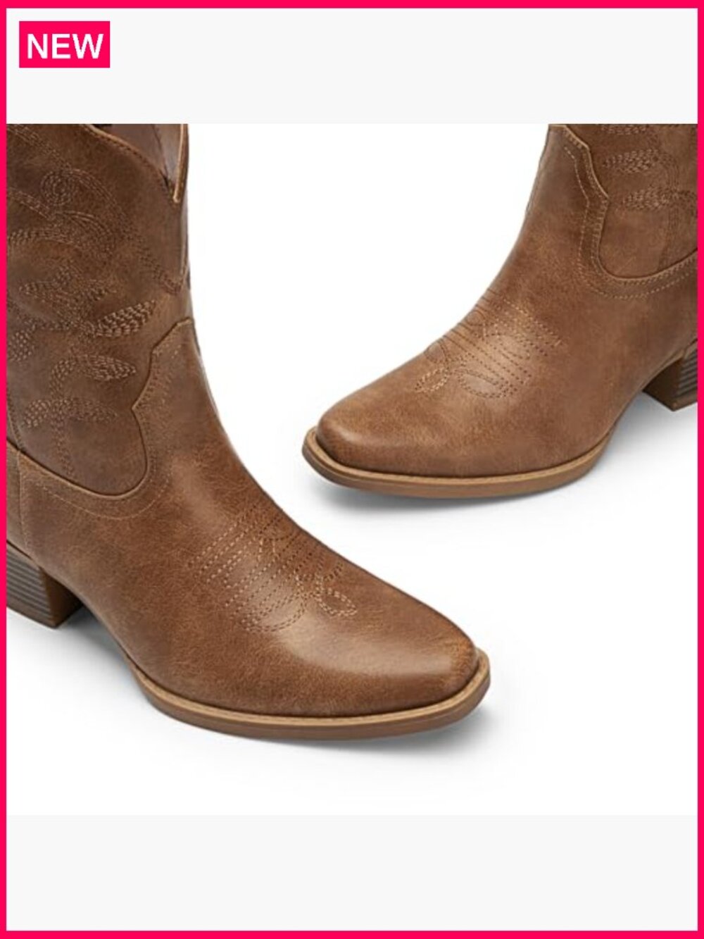 Women's Cowboy Ankle Boots Square Toe Chunky Heel Embroidery Western Short - Picture 5 of 7